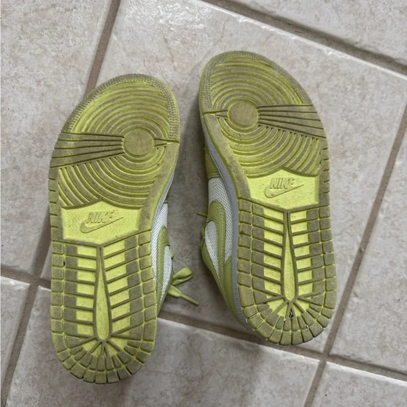 Jordan Women’s Lime Yellow and White Sneakers - Picture 4 of 5